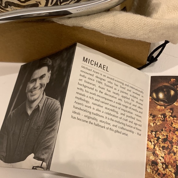 Michael Aram🤎🖤Hand Forged Zebra Heart Shaped Dish Bowl w/Silver Serving Spoon - Picture 10 of 16